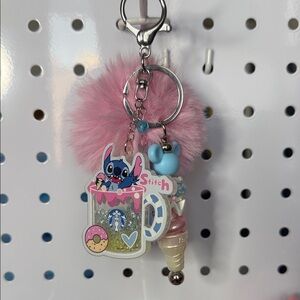Acrylic Shaker Stitch & Beaded Bag Charm / Keychain Handmade